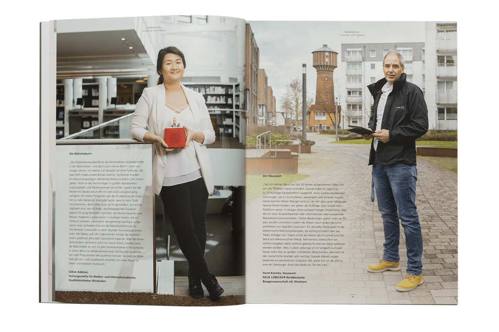 Portraits von zwei Personen im urbanen Umfeld, professionelle Fotografie in Köln.