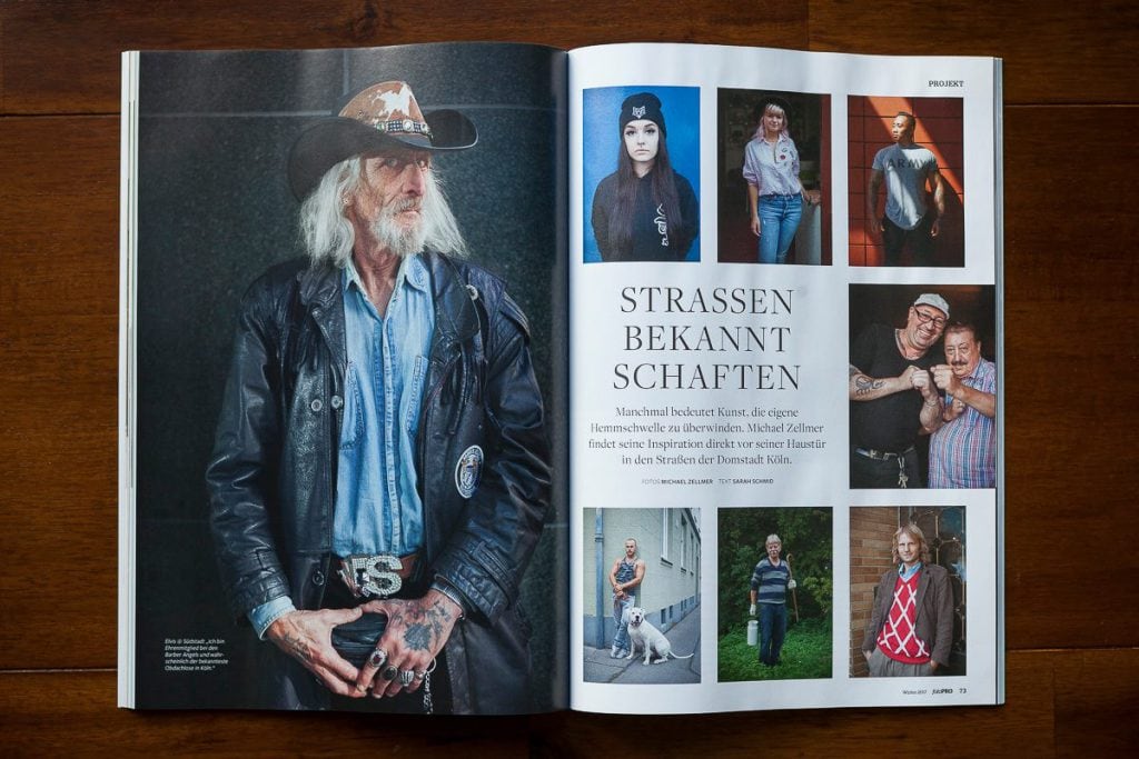 Portrait eines älteren Mannes mit Cowboyhut und Lederjacke, Naturfotografie in Köln.
