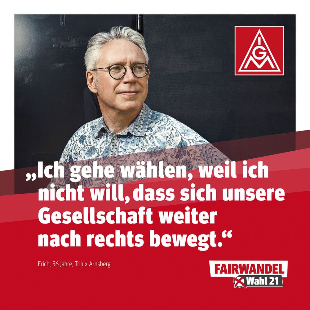 Wahlkampf-Poster mit älterem Mann, der für die Wahl 2021 wirbt.